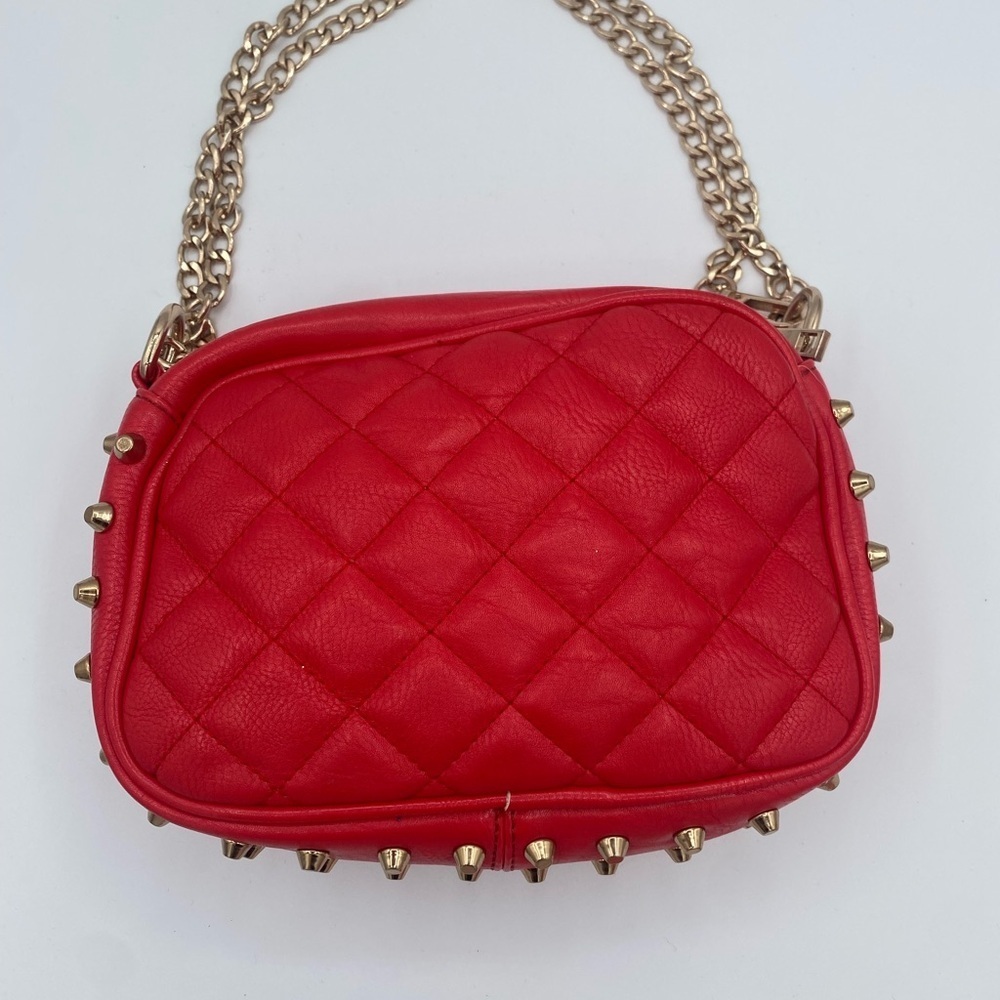 MMS Red Quilted purse with Gold Chain and studs - Picture 1 of 13